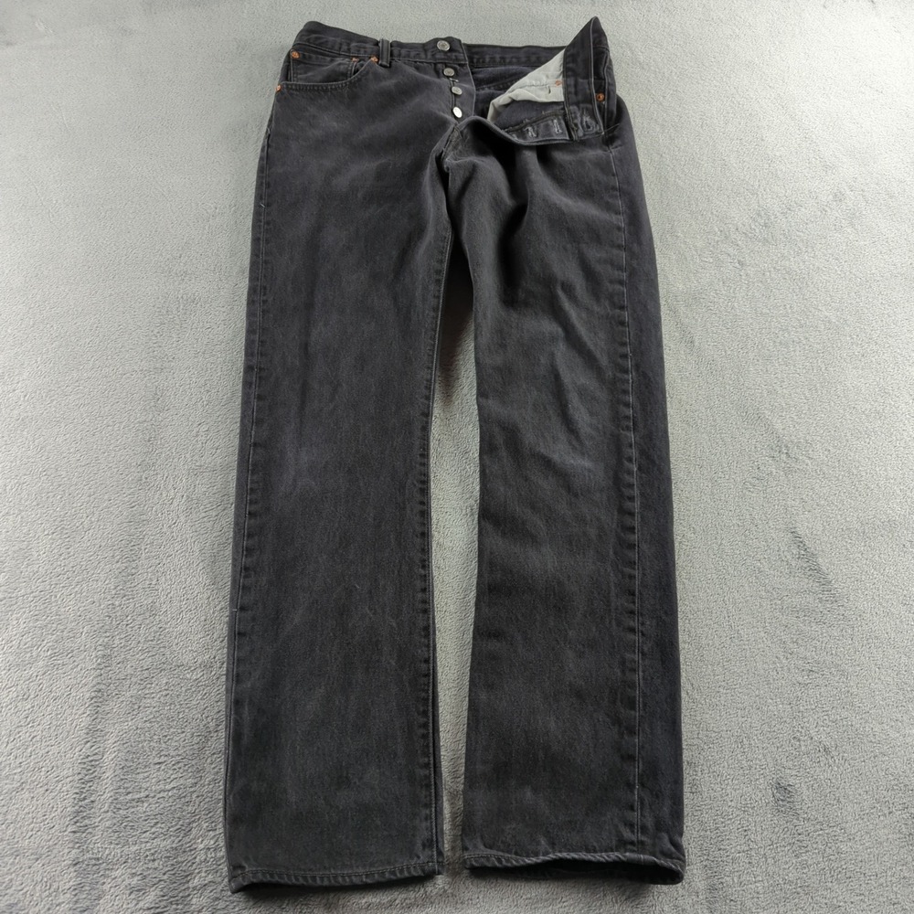 Levis 501 Jeans 34x34 (Fits‎ 32x33) Black Faded Straight Button Fly Denim Pants